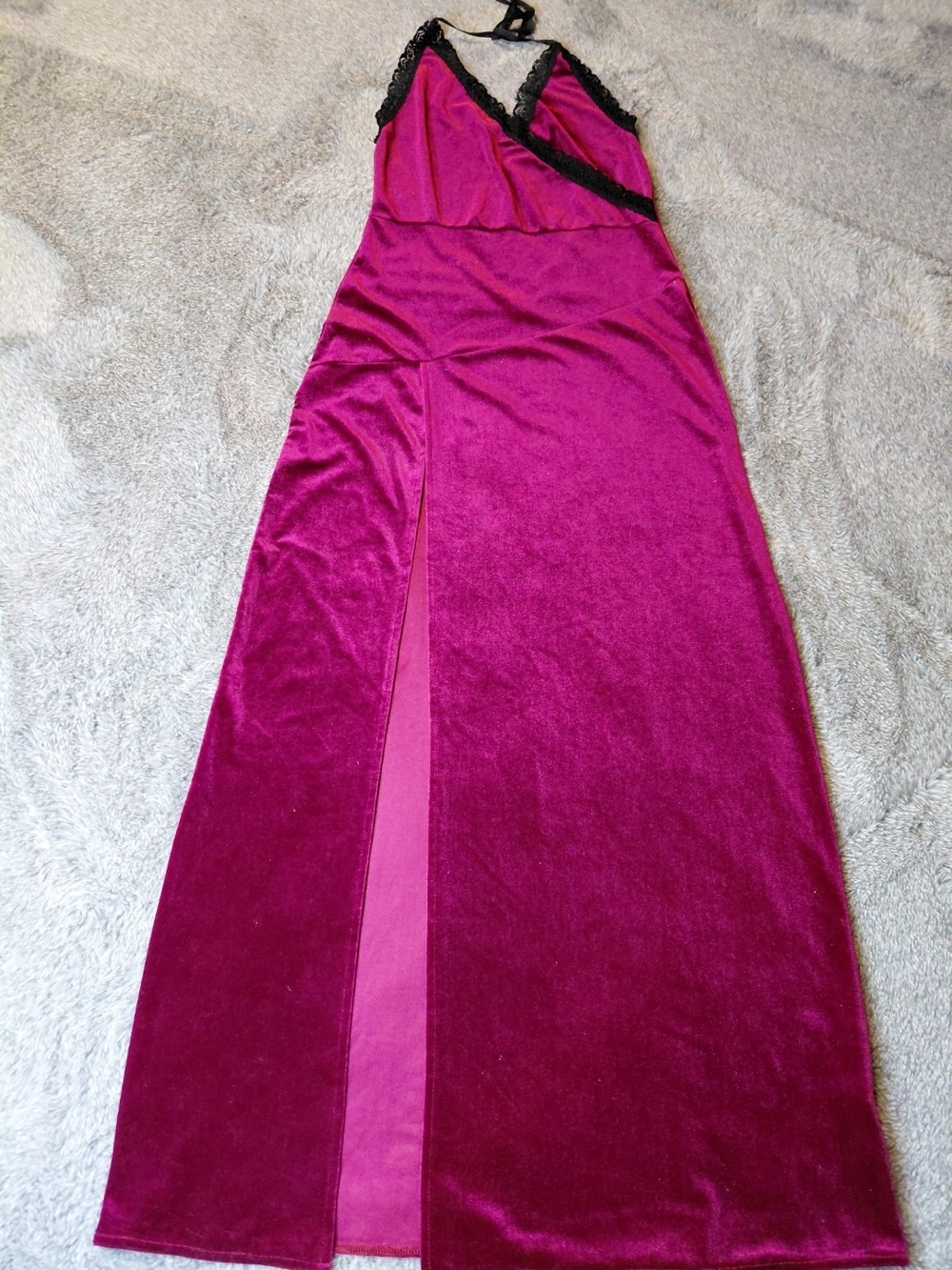 LOW BACK GORGOUS NIGHTGOWN IN FUSHIA PINK VELVET